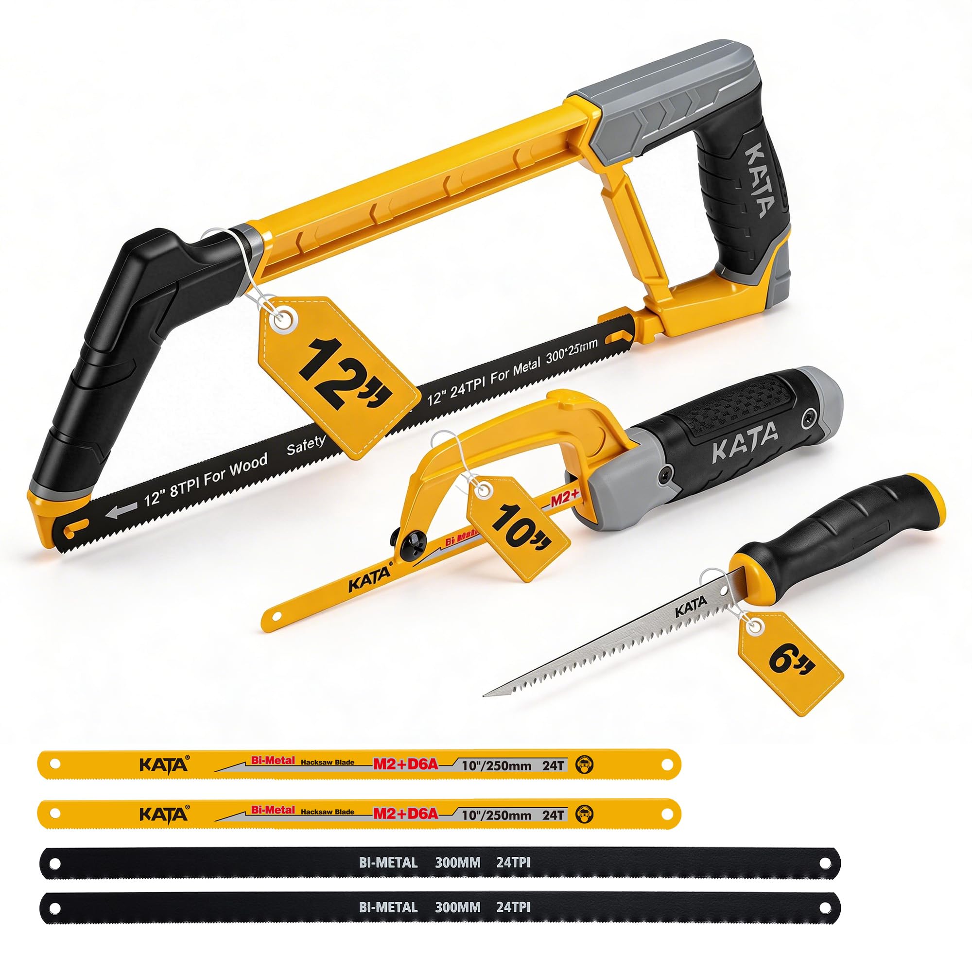KATA Hacksaw Frame Set, 30.48cm Hacksaw Frame, 25.4cm Mini Hacksaw